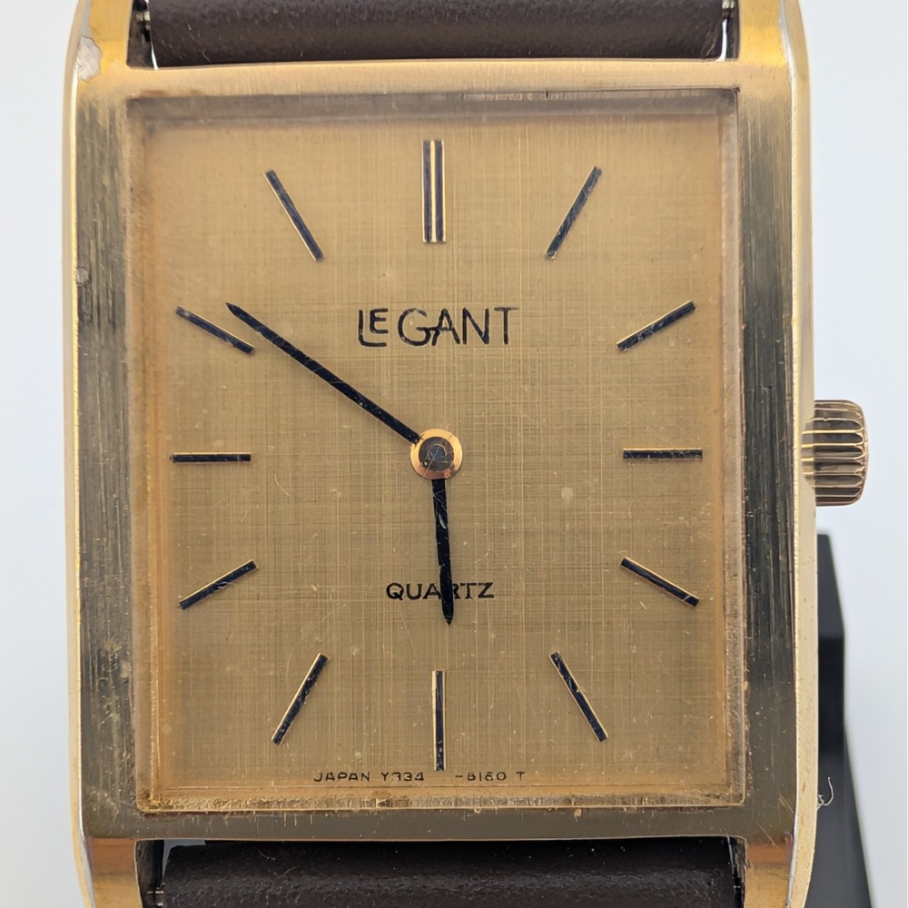 Le Gant Swiss Vintage Tank Watch Y334-5050 Gold‎ Tone Quartz - Picture 2 of 10